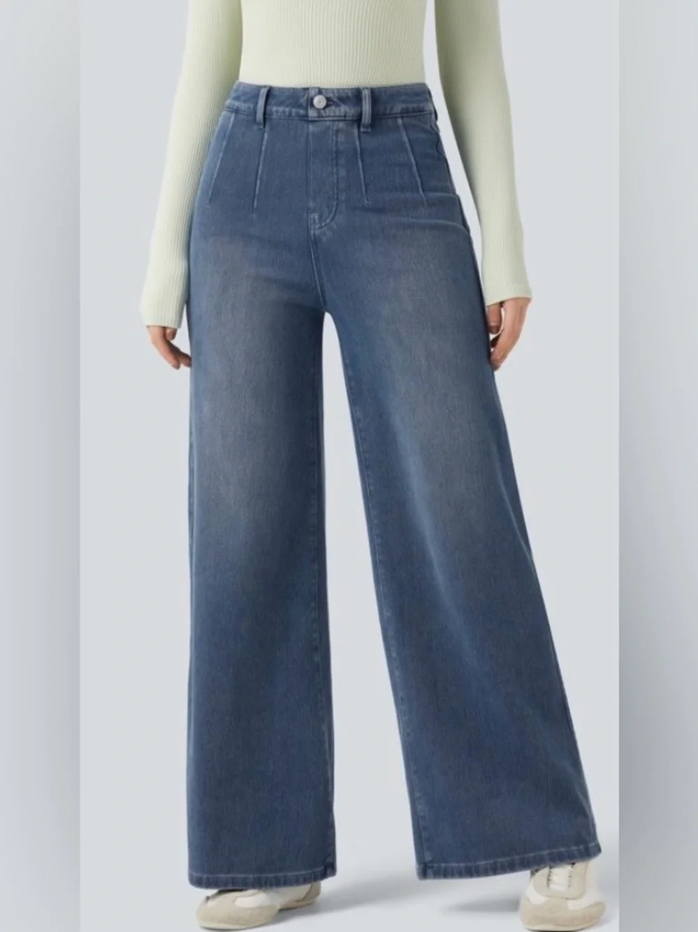 MEDIUM. HALARA TUMMY SUPPORT TAILORED STRETCH WIDE LEG JEANS